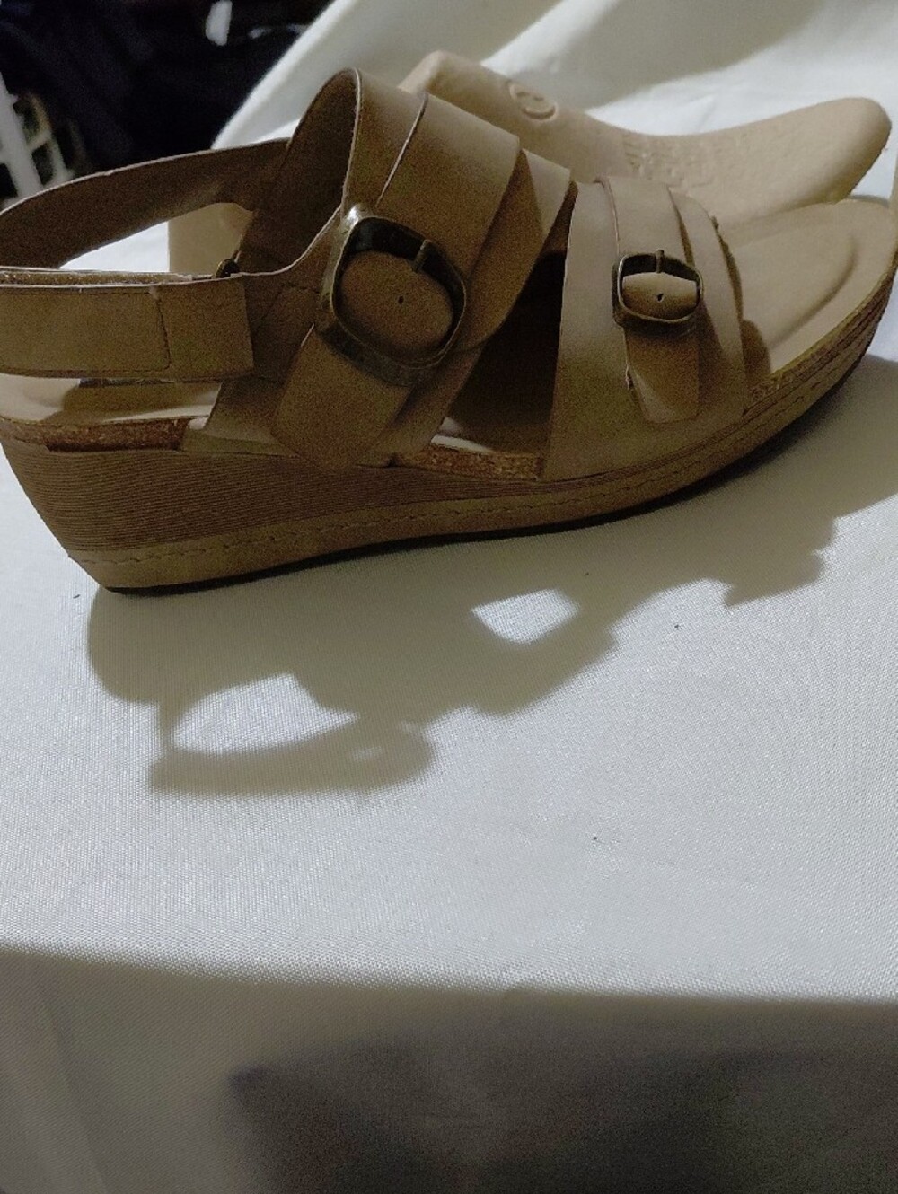 Naturalizer Taupe Strappy Wedge Sandals with Buckles - Picture 5 of 5